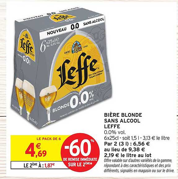 BIÈRE BLONDE SANS ALCOOL LEFFE 0.0% vol.