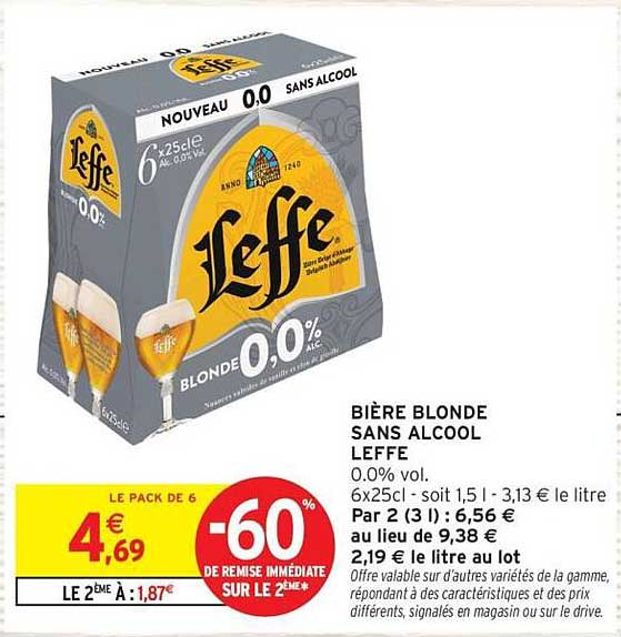 BIÈRE BLONDE SANS ALCOOL LEFFE