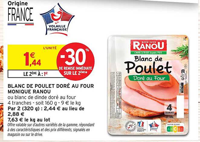 BLANC DE POULET DORÉ AU FOUR MONIQUE RANOU