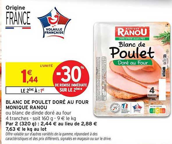 BLANC DE POULET DORÉ AU FOUR MONIQUE RANOU