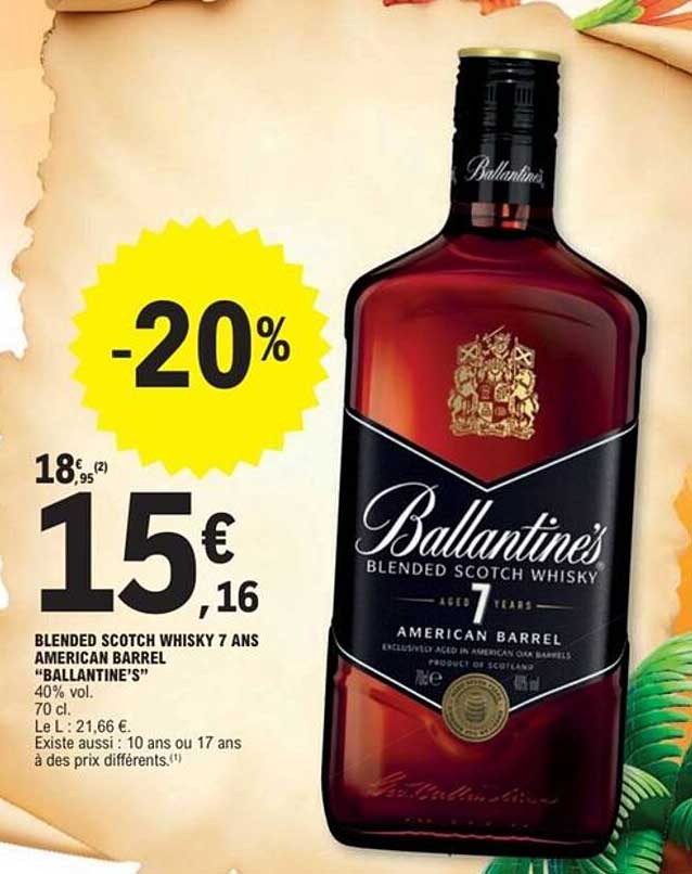 BLENDED SCOTCH WHISKY 7 ANS AMERICAN BARREL "BALLANTINE'S"