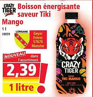 Boisson énergisante saveur Tiki Mango