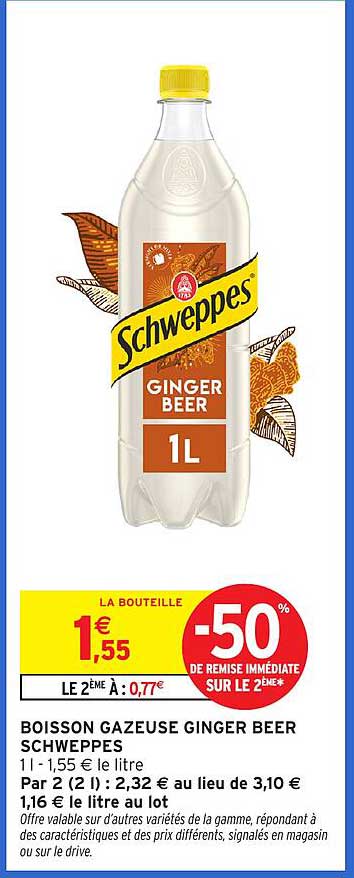 BOISSON GAZEUSE GINGER BEER SCHWEPPES