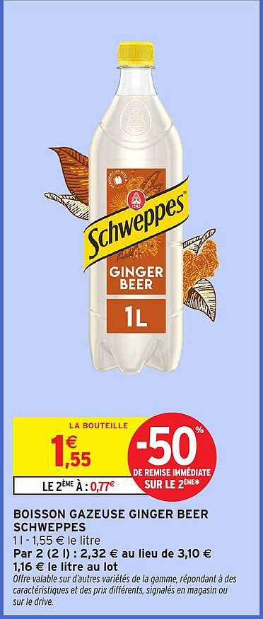 BOISSON GAZEUSE GINGER BEER SCHWEPPES