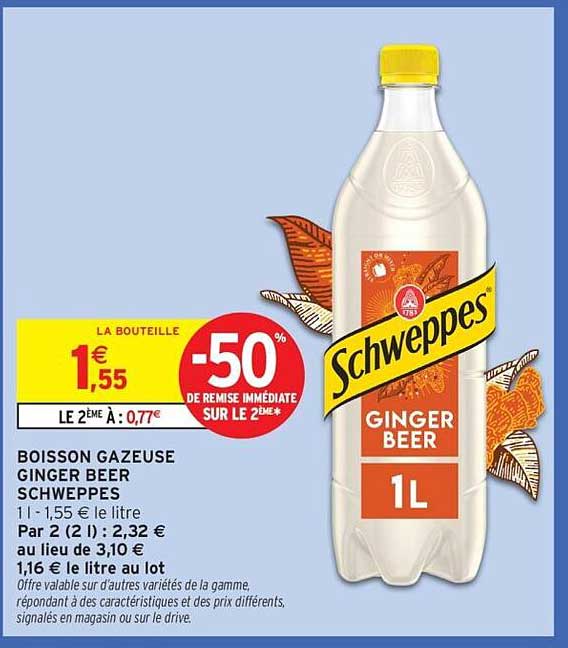 BOISSON GAZEUSE GINGER BEER SCHWEPPES