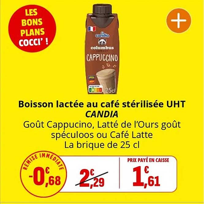 Boisson lactée au café stérilisée UHT Candia