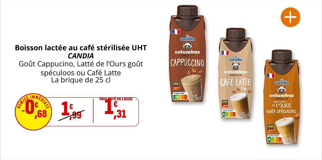 Boisson lactée au café stérilisée UHT CANDIA