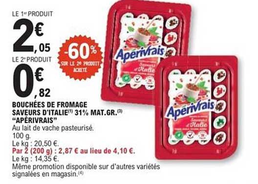 Bouchées de fromage saveurs d'Italie "Aperivrais"