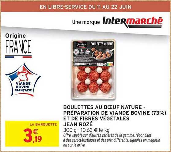 BOULETTES AU BŒUF NATURE - PRÉPARATION DE VIANDE BOVINE (73%) ET DE FIBRES VÉGÉTALES
