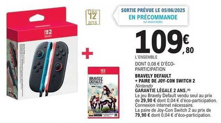BRAVELY DEFAULT + PAIRE DE JOY-CON SWITCH 2
