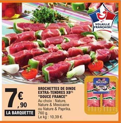 BROCHETTES DE DINDE EXTRA-TENDRES X8 "DOUCE FRANCE"