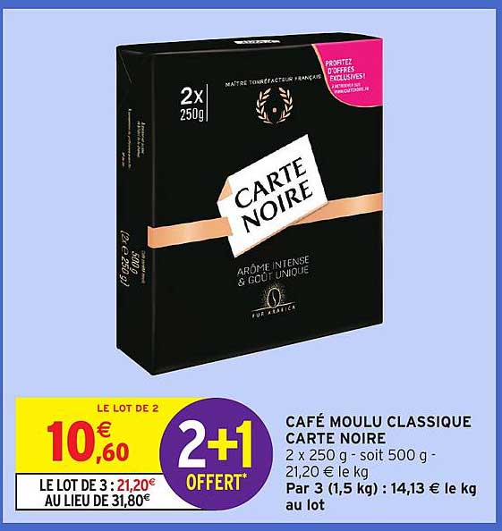 Café moulu classique Carte Noire 2x250g