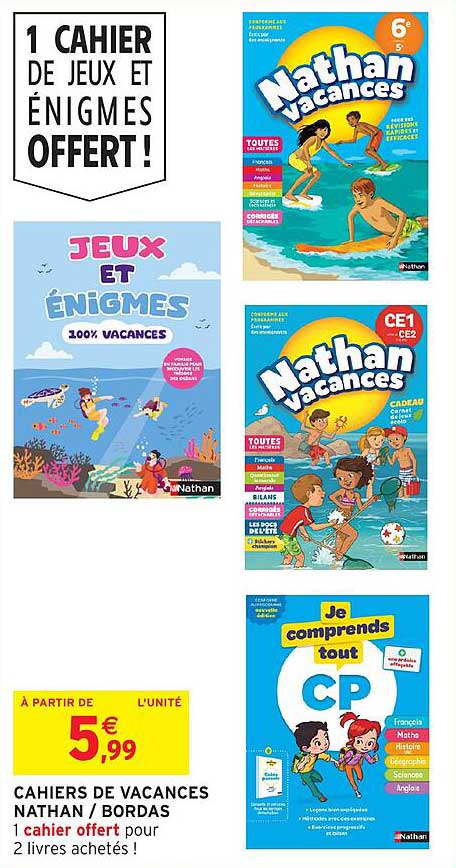 CAHIERS DE VACANCES NATHAN / BORDAS