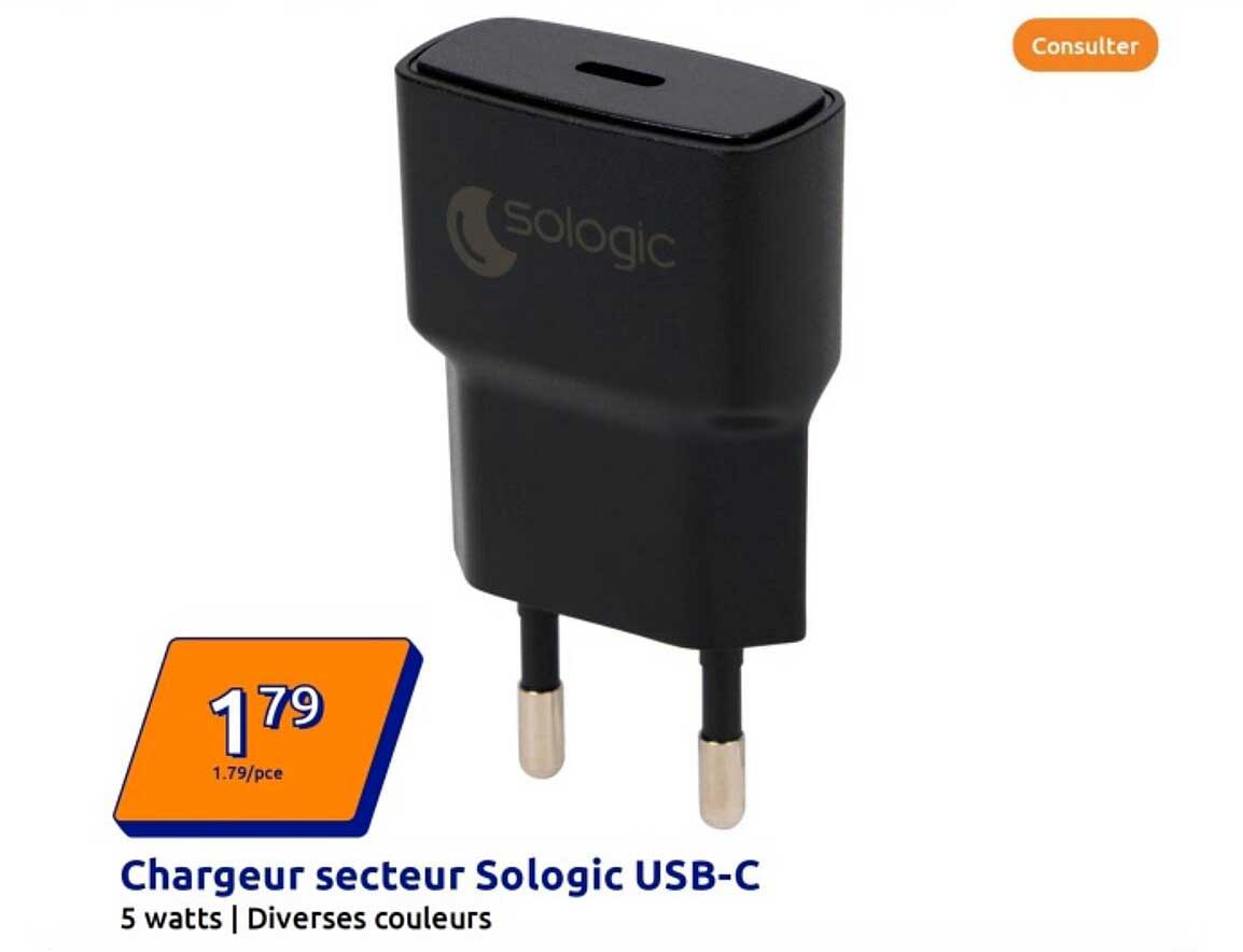 Chargeur secteur Sologic USB-C