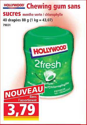 Chewing gum sans sucres menthe verte / chlorophylle 40 dragées 88 g