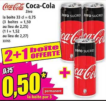 Coca-Cola Zéro Sucre - 2+1 boîte offerte