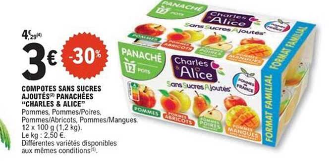 COMPOTES SANS SUCRES AJOUTÉS PANACHÉES "CHARLES & ALICE"