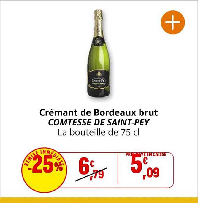 Crémant de Bordeaux brut COMTESSE DE SAINT-PEY La bouteille de 75 cl