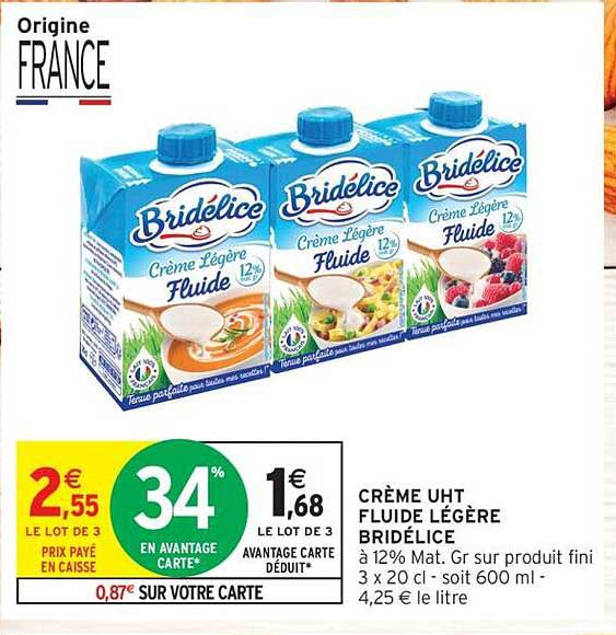 CRÈME UHT FLUIDE LÉGÈRE BRIDÉLICE