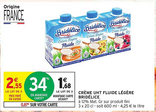 CRÈME UHT FLUIDE LÉGÈRE BRIDÉLICE
