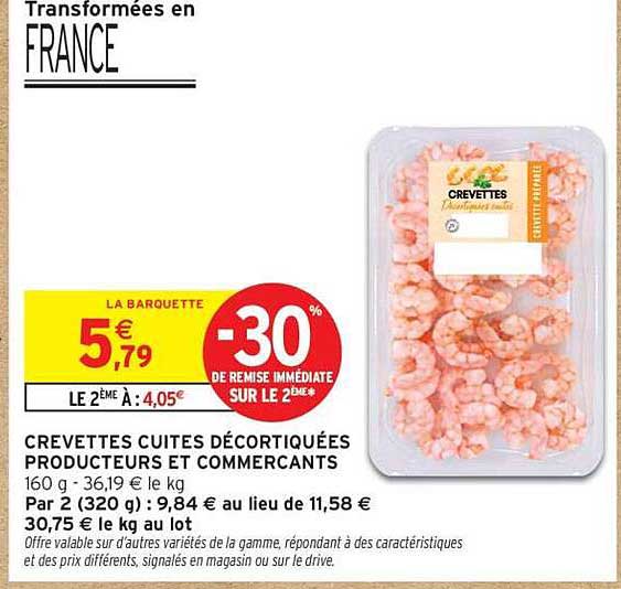 Crevettes cuites décortiquées