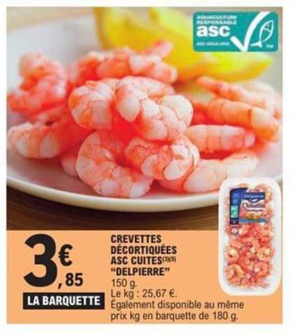 CREVETTES DÉCORITIQUÉES ASC CUITES "DELPERRE"