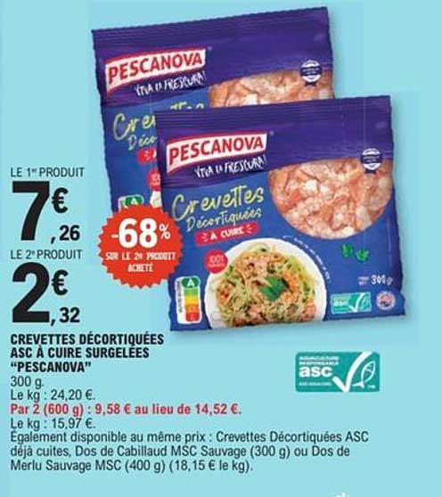 CREVETTES DÉCORTIQUÉES ASC À CUISER SURGELÉES 'PESCANOVA'