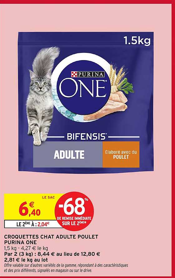 CROQUETTES CHAT ADULTE POULET PURINA ONE