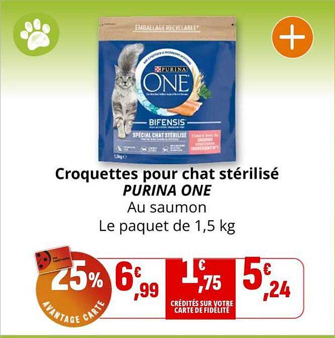 Croquettes pour chat stérilisé PURINA ONE Au saumon Le paquet de 1,5 kg