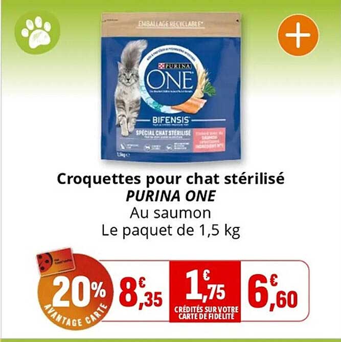 Croquettes pour chat stérilisé PURINA ONE Au saumon Le paquet de 1,5 kg