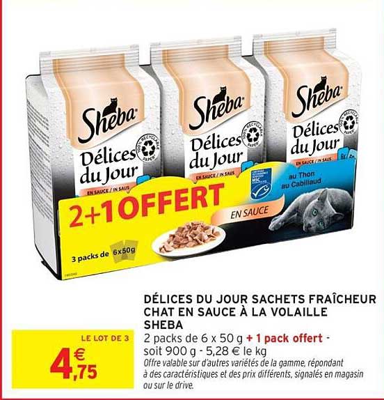 DÉLICES DU JOUR SACHETS FRAÎCHEUR CHAT EN SAUCE À LA VOLAILLE SHEBA