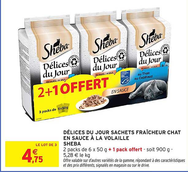 DÉLICES DU JOUR SACHETS FRAÎCHEUR CHAT EN SAUCE À LA VOLAILLE SHEBA