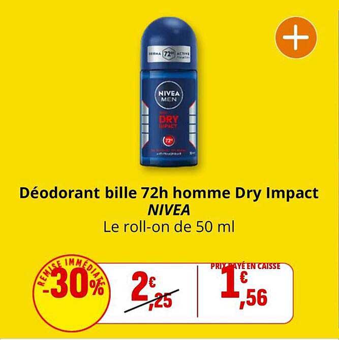 Déodorant bille 72h homme Dry Impact NIVEA Le roll-on de 50 ml