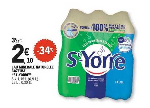 EAU MINÉRALE NATURELLE GAZEUSE "ST-YORRE"