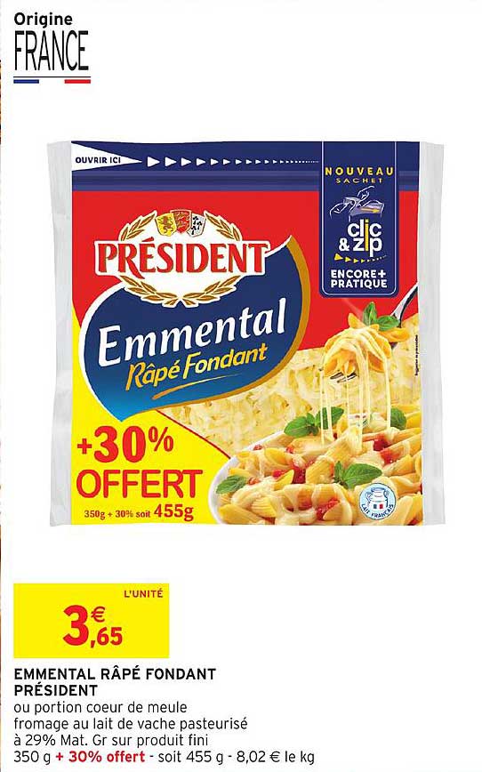EMMENTAL RÂPÉ FONDANT PRÉSIDENT