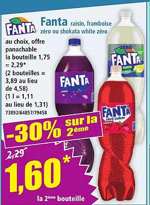Fanta raisin, framboise zéro ou shokata white zéro