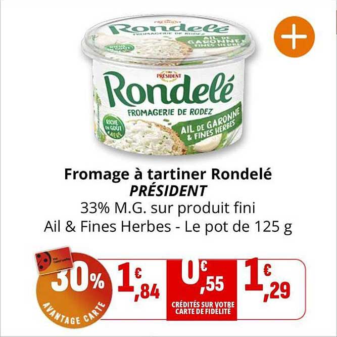 Fromage à tartiner Rondelé PRÉSIDENT