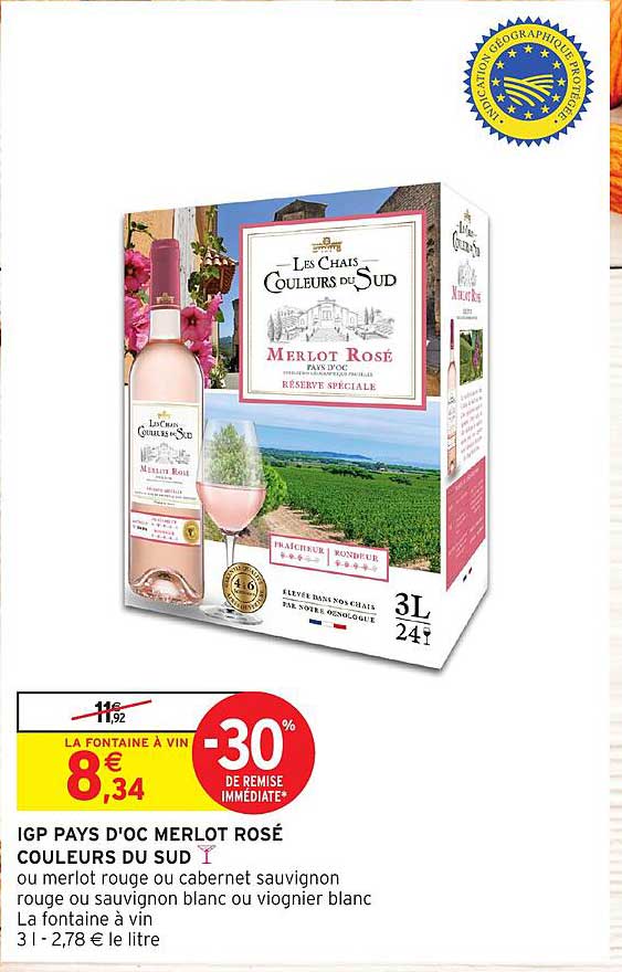 IGP PAYS D'OC MERLOT ROSÉ COULEURS DU SUD