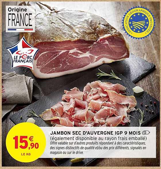 JAMBON SEC D'AUVERGNE IGP 9 MOIS
