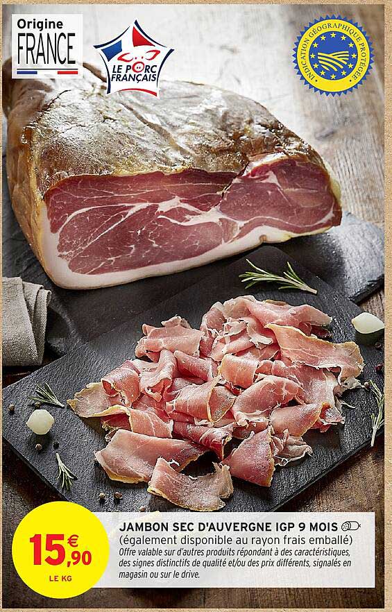 JAMBON SEC D'AUVERGNE IGP 9 MOIS