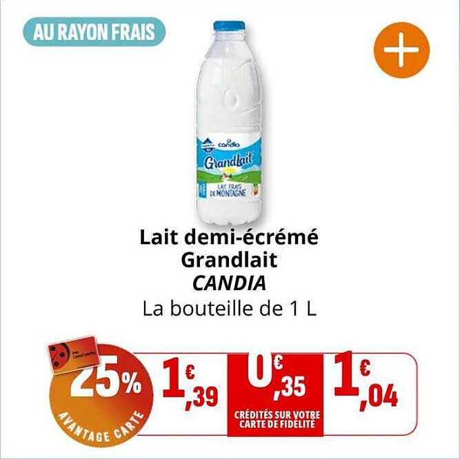 Lait demi-écrémé Grandlait CANDIA
