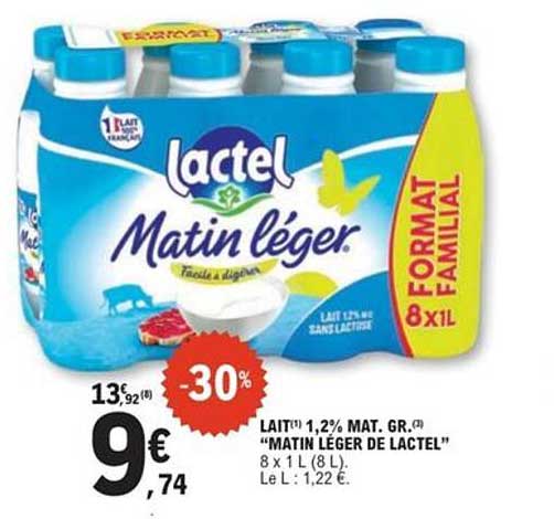 Lait Matin Léger de Lactel - Format Familial
