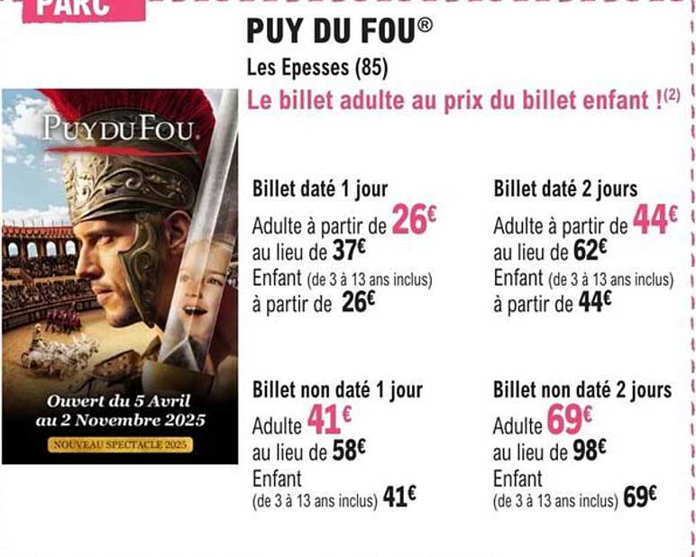 Le billet adulte au prix du billet enfant !