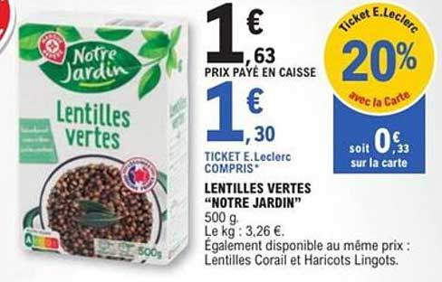 LENTILLES VERTES “NOTRE JARDIN”