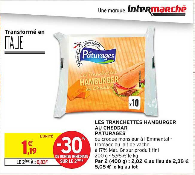 LES TRANCHETTES HAMBURGER AU CHEDDAR PÂTURAGES