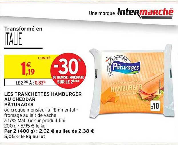 LES TRANCHETTES HAMBURGER AU CHEDDAR PÂTURAGES
