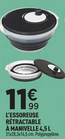 L'ESSOREUSE RÉTRACTABLE À MANIVELLE 4,5 L
