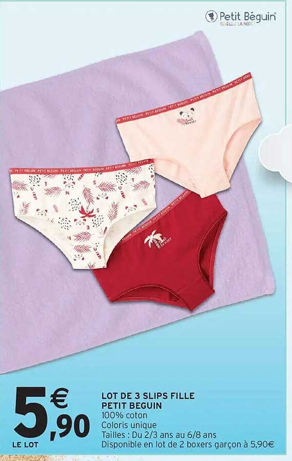 LOT DE 3 SLIPS FILLE PETIT BÉGUIN