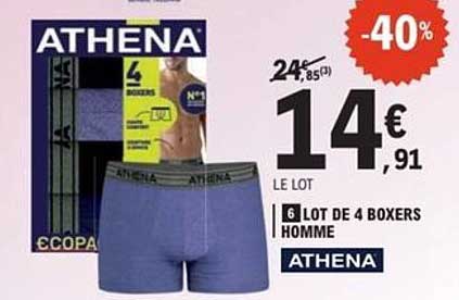 LOT DE 4 BOXERS HOMME ATHENA