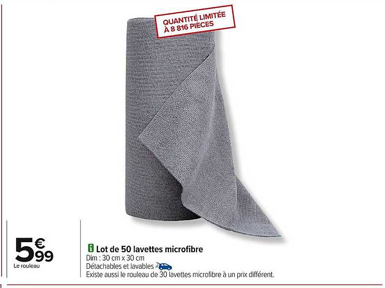 Lot de 50 lavettes microfibre